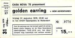 Golden Earring show ticket#774 August 31, 1979 Ahoy Rotterdam
